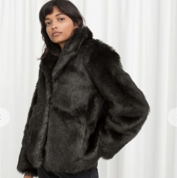 & Other Stories Jackets & Blazers - & Other Stories Los Angeles Atelier Black Faux Fur Coat Size 2